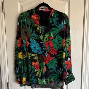 Alice + Olivia sheer floral blouse